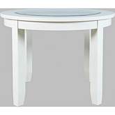 Urban Icon 42" Round Dining Table in White with Glass Inlay